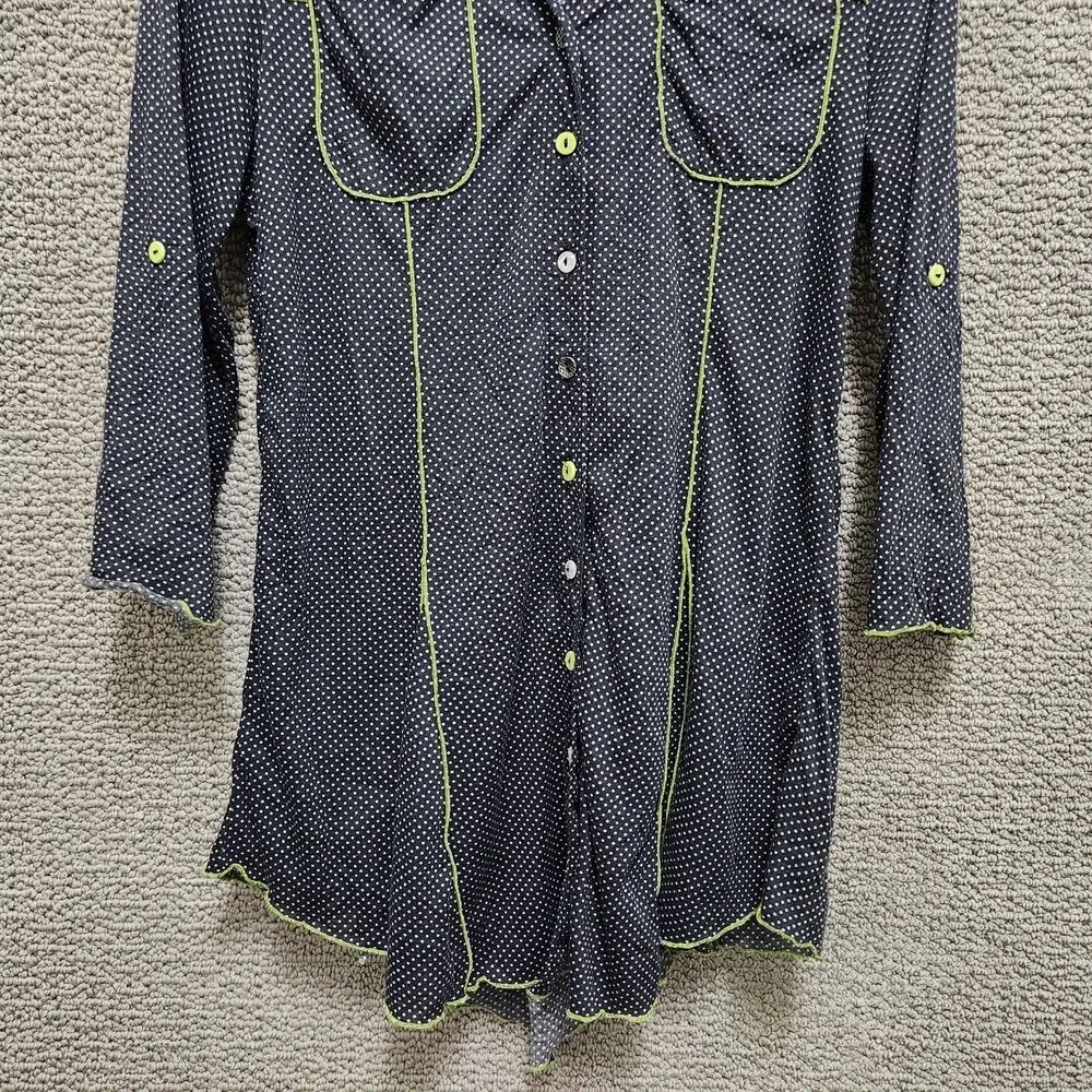 ZOÉ Women’s Black Polka Dot Button Front Tunic Top Size P/S - Picture 3 of 7